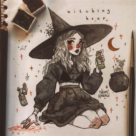 Enchanting halloween witch drawings